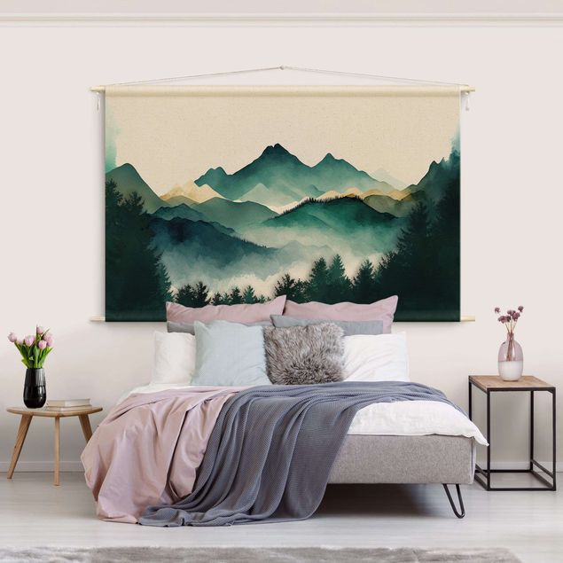 forest wall tapestry Mountainous Watercolour Landscape