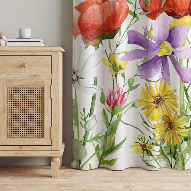 modern curtains for living room Watercolour Flowers