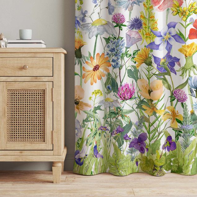 modern curtains for living room Watercolour Flower Meadow