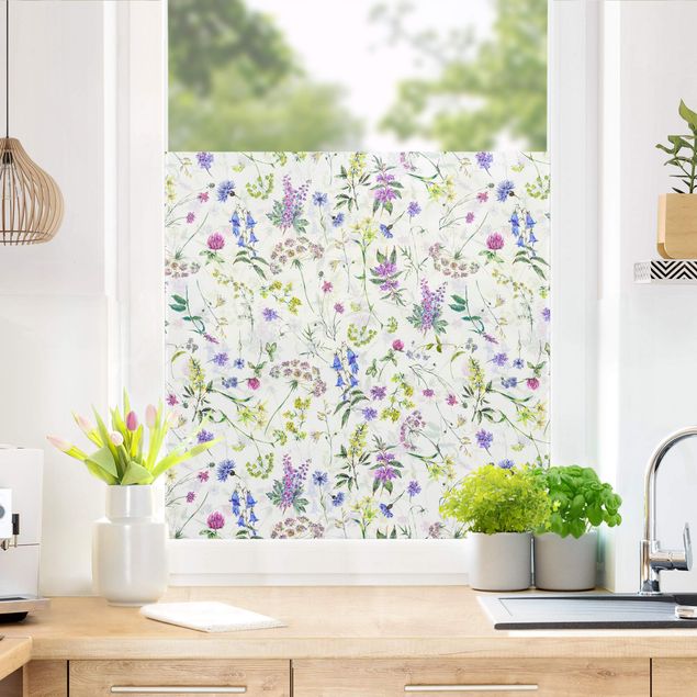 Window decoration - Watercolour Wild Flowers
