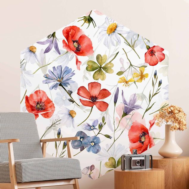 Wallpapers Watercolour Poppy With Cloverleaf