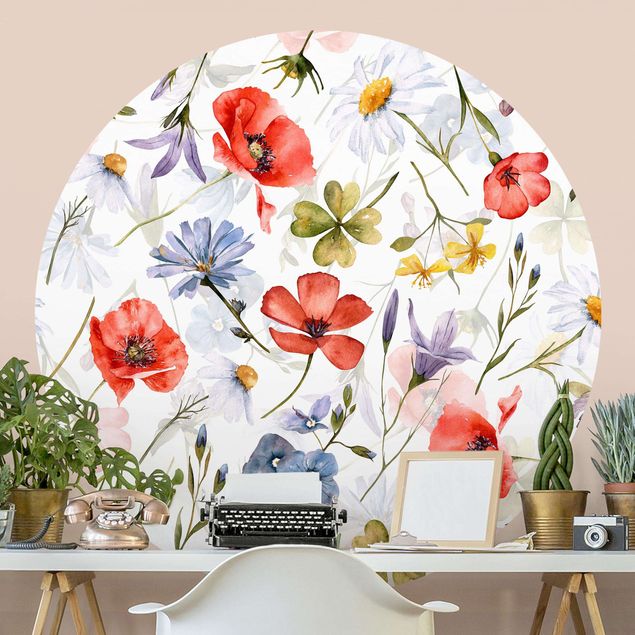 Wallpapers Watercolour Poppy With Cloverleaf