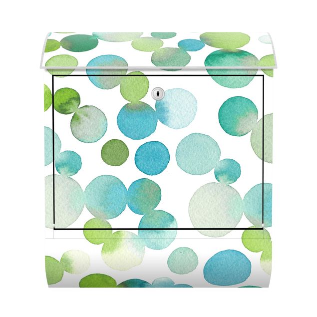 Letterbox - Watercolour Dots Confetti In Bluish Green