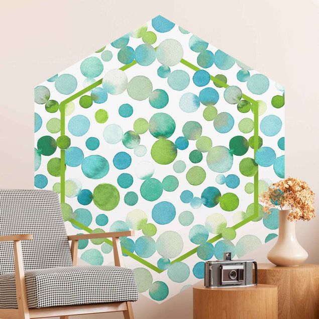 Wallpapers Watercolour Dots Confetti In Bluish Green