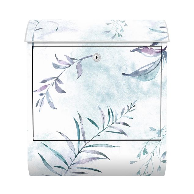 Letterbox - Watercolour Branches In Mint Blue