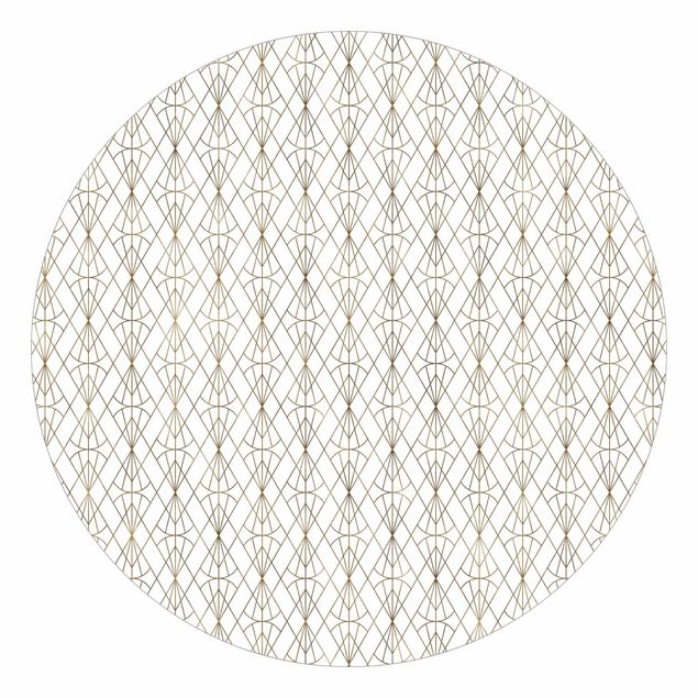 Self-adhesive round wallpaper - Art Deco Diamond Pattern In Gold XXL