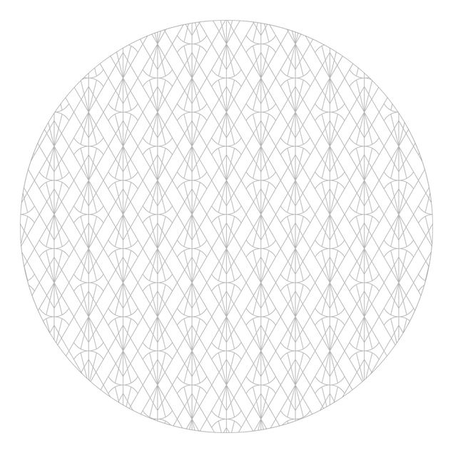 Self-adhesive round wallpaper - Art Deco Diamond Pattern In Grey XXL