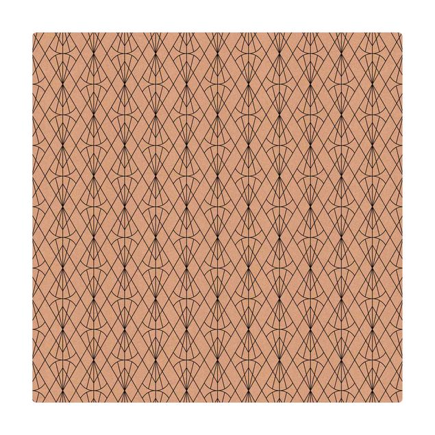 Cork mat - Art Deco Diamond Pattern In Black XXL - Square 1:1
