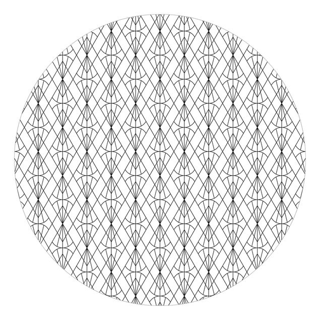Self-adhesive round wallpaper - Art Deco Diamond Pattern In Black XXL