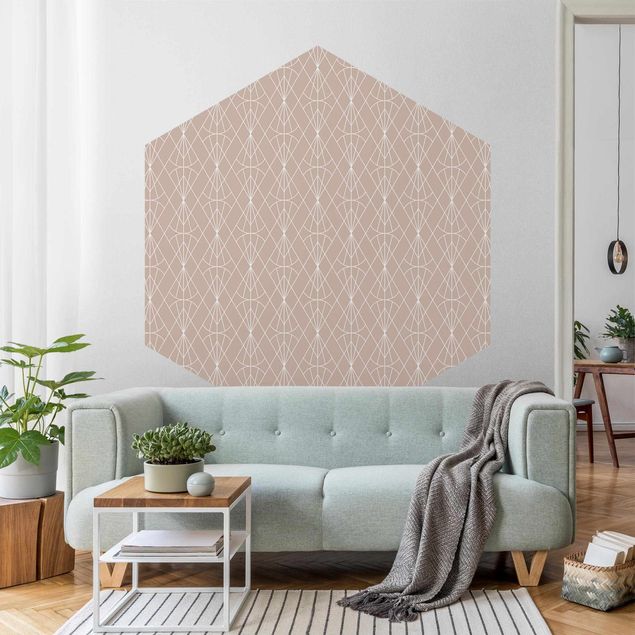 Self-adhesive hexagonal pattern wallpaper - Art Deco Diamond Pattern In Front Of Beige XXL