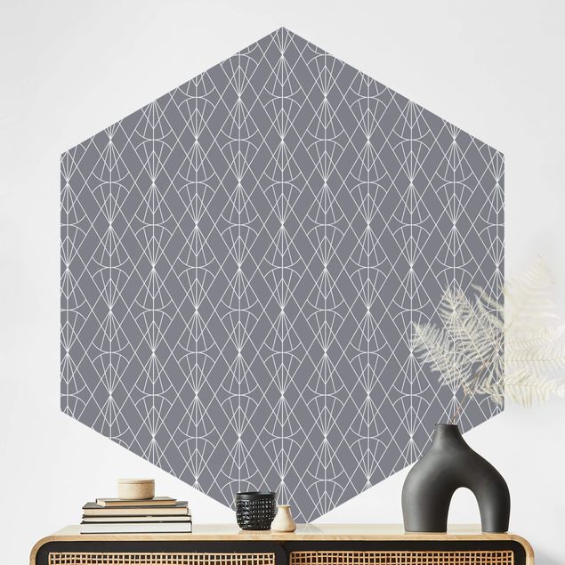 Hexagonal wallpapers Art Deco Diamond Pattern In Front Of Gray XXL