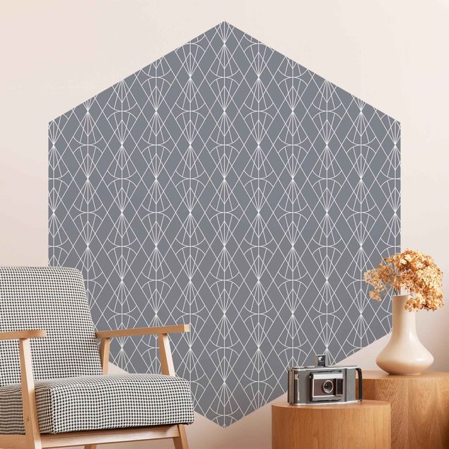 Wallpapers Art Deco Diamond Pattern In Front Of Gray XXL