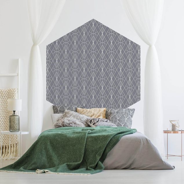 Self-adhesive hexagonal pattern wallpaper - Art Deco Diamond Pattern In Front Of Gray XXL