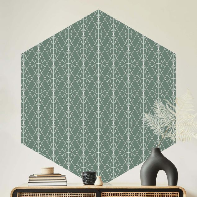 Wallpapers Art Deco Diamond Pattern In Front Of Green XXL