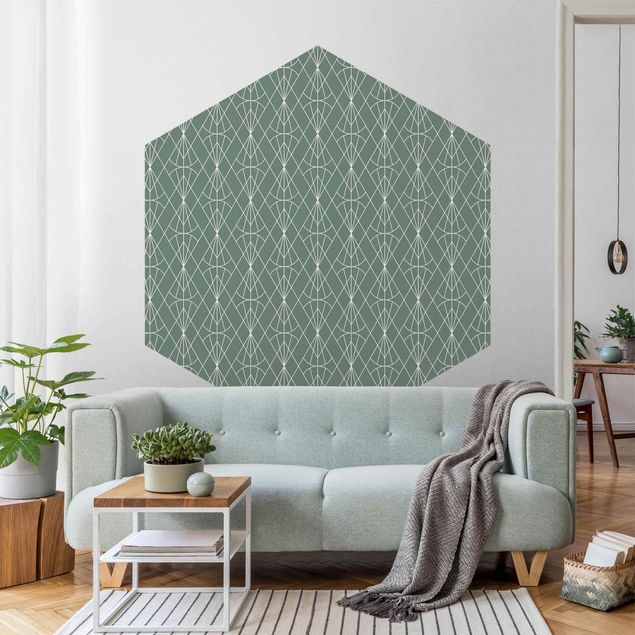 Self-adhesive hexagonal pattern wallpaper - Art Deco Diamond Pattern In Front Of Green XXL