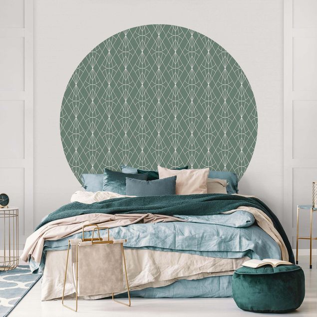 Self-adhesive round wallpaper - Art Deco Diamond Pattern In Front Of Green XXL