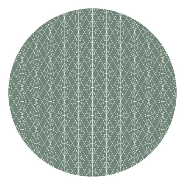 Self-adhesive round wallpaper - Art Deco Diamond Pattern In Front Of Green XXL