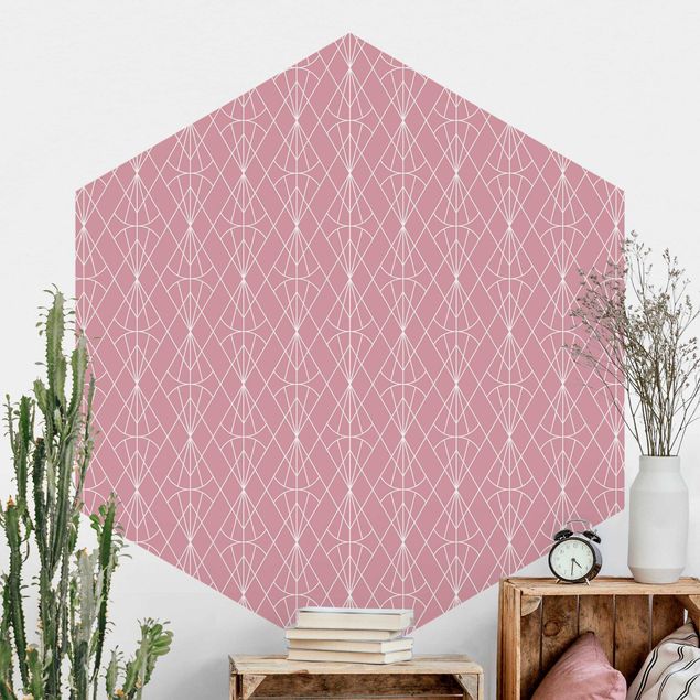 Hexagonal wallpapers Art Deco Diamond Pattern In Front Of Pink XXL