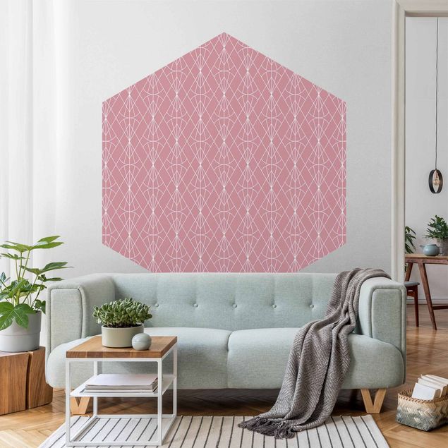 Self-adhesive hexagonal pattern wallpaper - Art Deco Diamond Pattern In Front Of Pink XXL