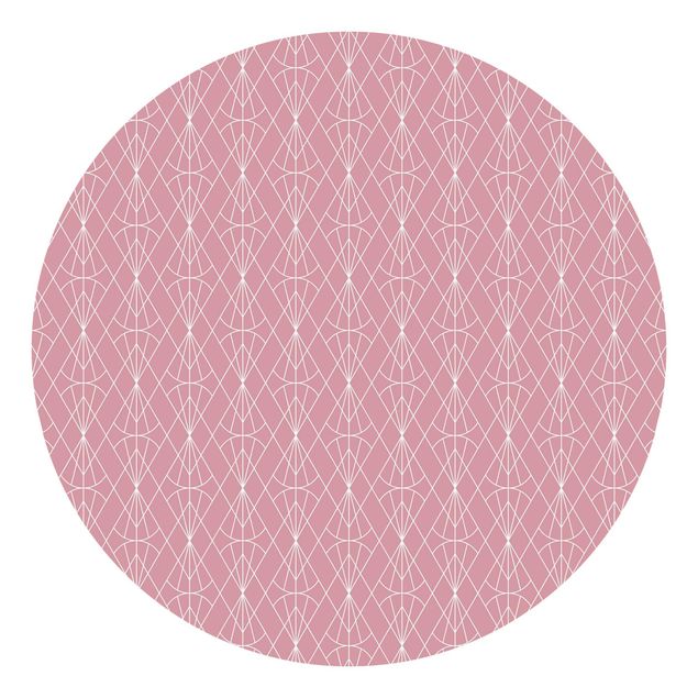 Self-adhesive round wallpaper - Art Deco Diamond Pattern In Front Of Pink XXL