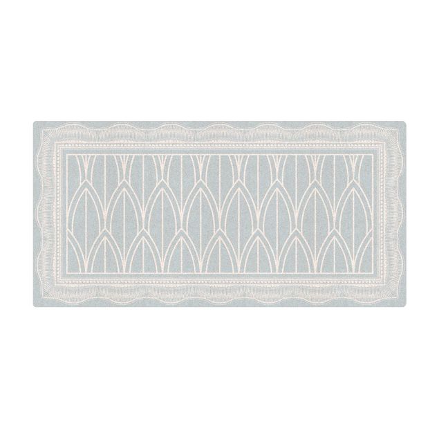 large floor mat Art Deco Feather Pattern With Border