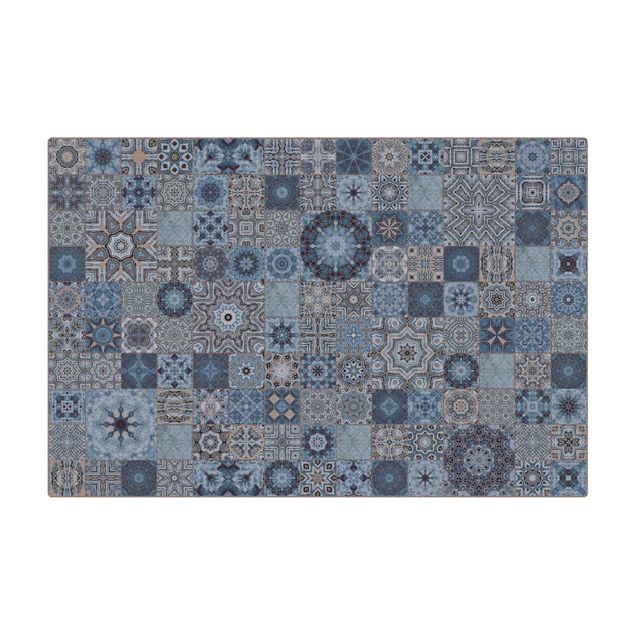 Large rugs Art Deco Tiles Bluish Grey Marble With Golden Shimmer