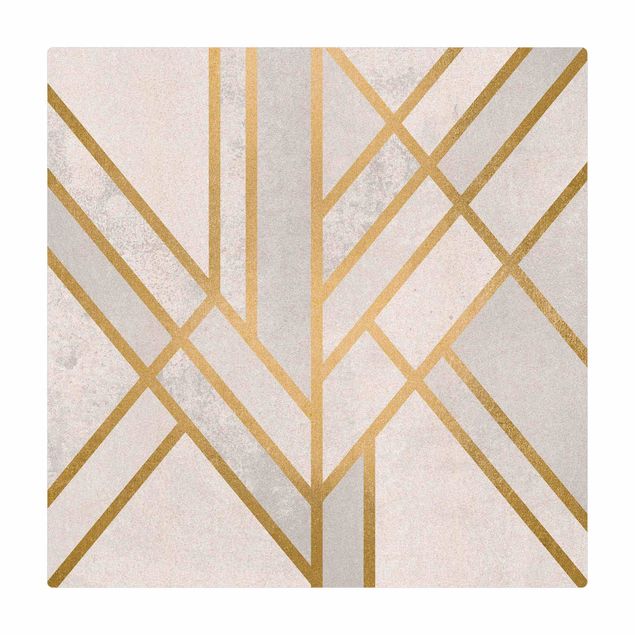 Cork mat - Art Deco Geometry White Gold - Square 1:1