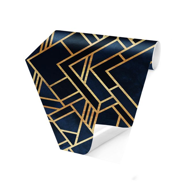 Self-adhesive hexagonal pattern wallpaper - Art Deco Gold