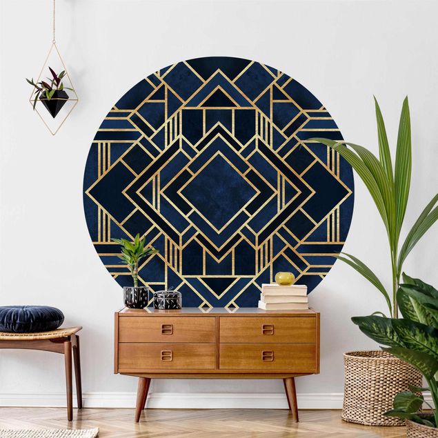 Self-adhesive round wallpaper - Art Deco Gold
