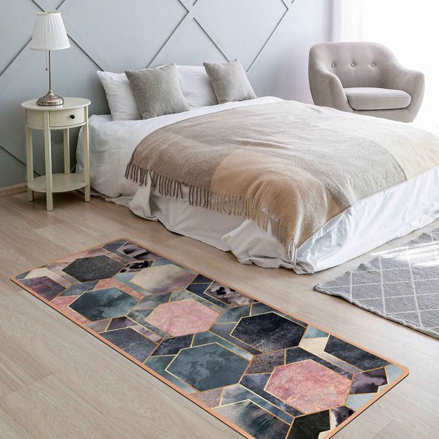 Marble effect rugs Art Deco Marble Gold