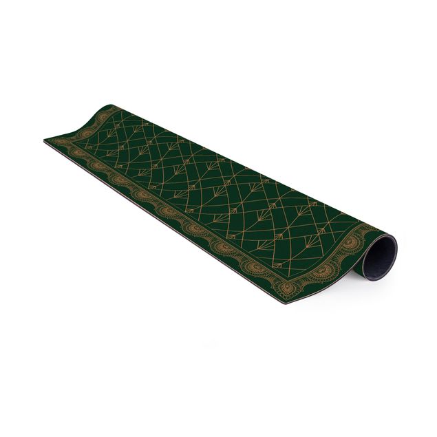 green rugs for living room Art Deco Palm With Border