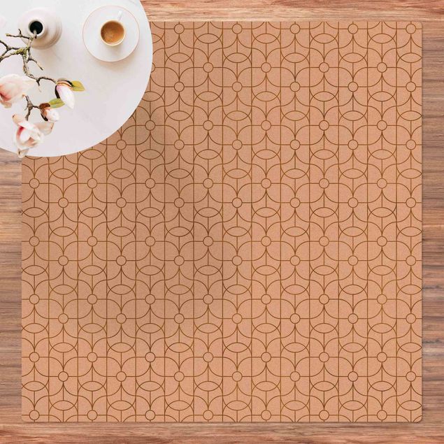 Cork mat - Art Deco Butterfly Line Pattern XXL - Square 1:1