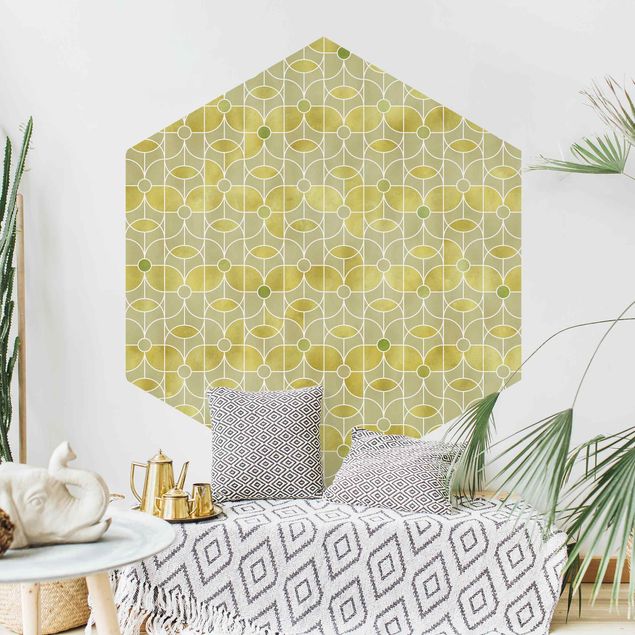 Self-adhesive hexagonal pattern wallpaper - Art Deco Butterfly Pattern