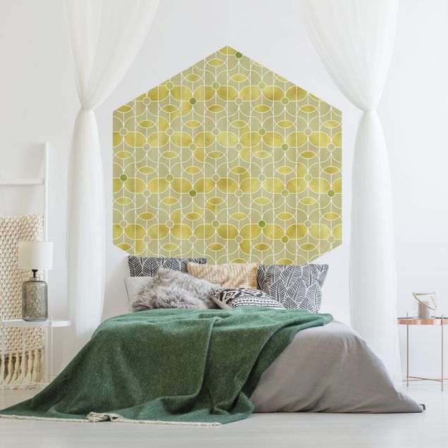 Self-adhesive hexagonal pattern wallpaper - Art Deco Butterfly Pattern