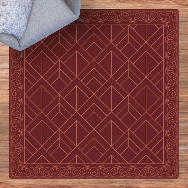 Cork mat - Art Deco Scales Pattern With Border - Square 1:1