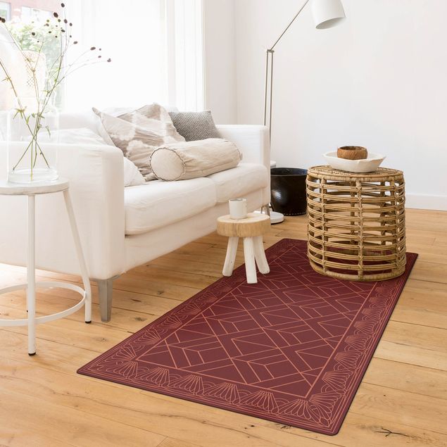 tile effect rug Art Deco Scales Pattern With Border
