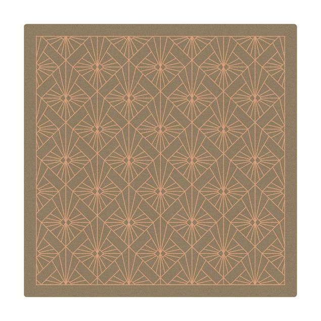 Cork mat - Art Deco Beam Pattern With Frame - Square 1:1