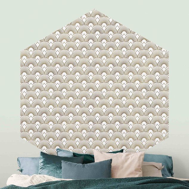 Hexagonal wall mural Art Deco Bright Arches Line Pattern XXL