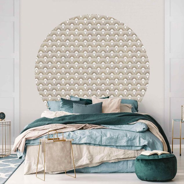 Self-adhesive round wallpaper - Art Deco Bright Arches Line Pattern XXL