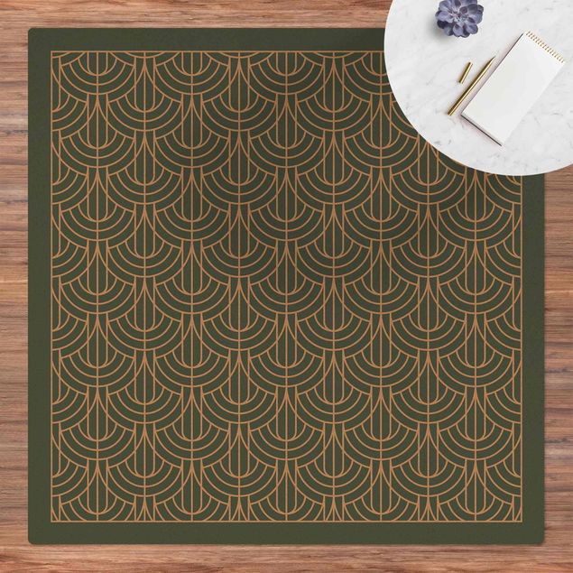 Cork mat - Art Deco Drape Pattern With Frame - Square 1:1