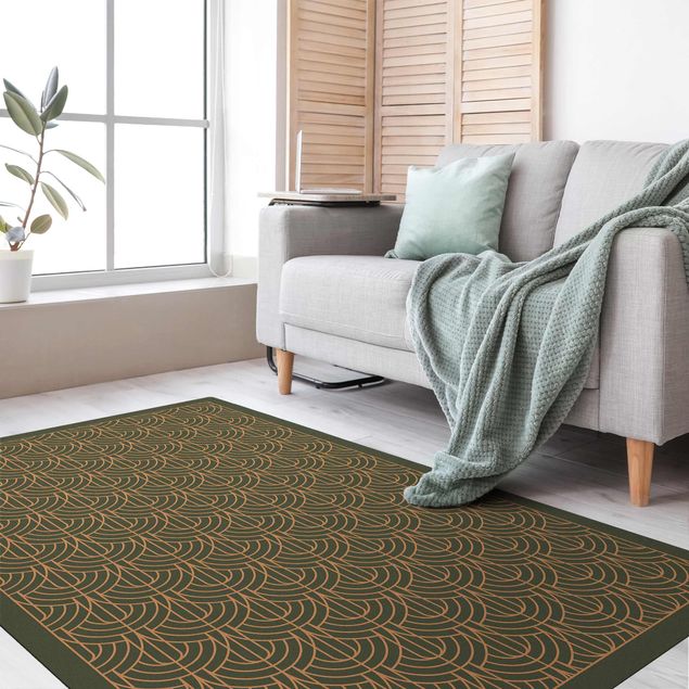 Green rugs Art Deco Drape Pattern With Frame