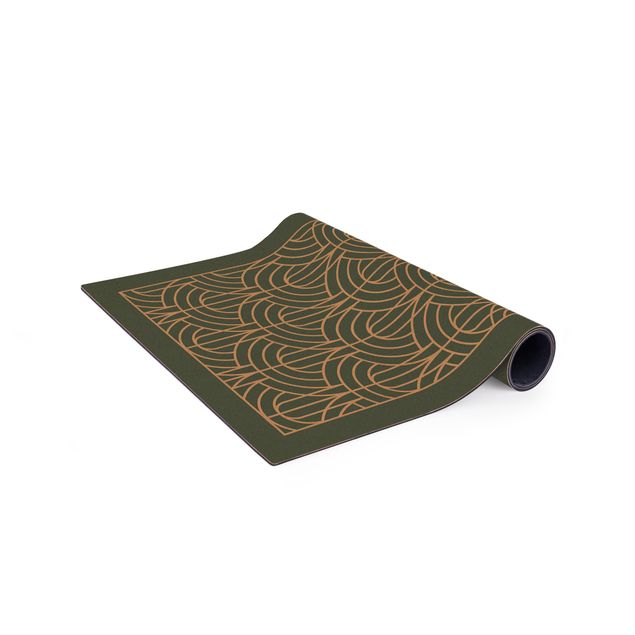 green area rug Art Deco Drape Pattern With Frame