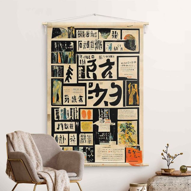modern wall tapestry Asian Writings II