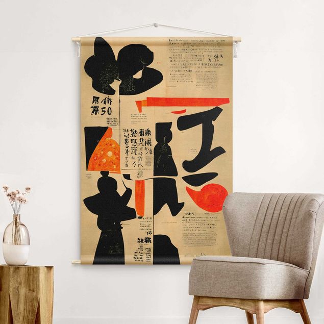fabric wall hanging Asian Writings