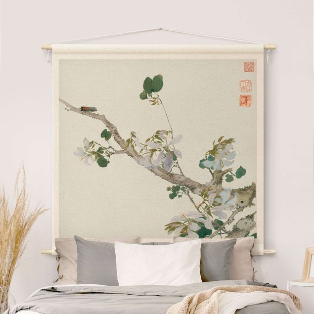 modern wall tapestry Asian Drawing - Branch With Blossoms