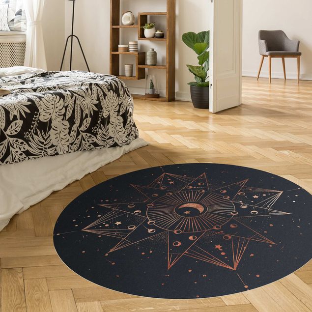 Modern rugs Astrology Moon Magic Blue Gold