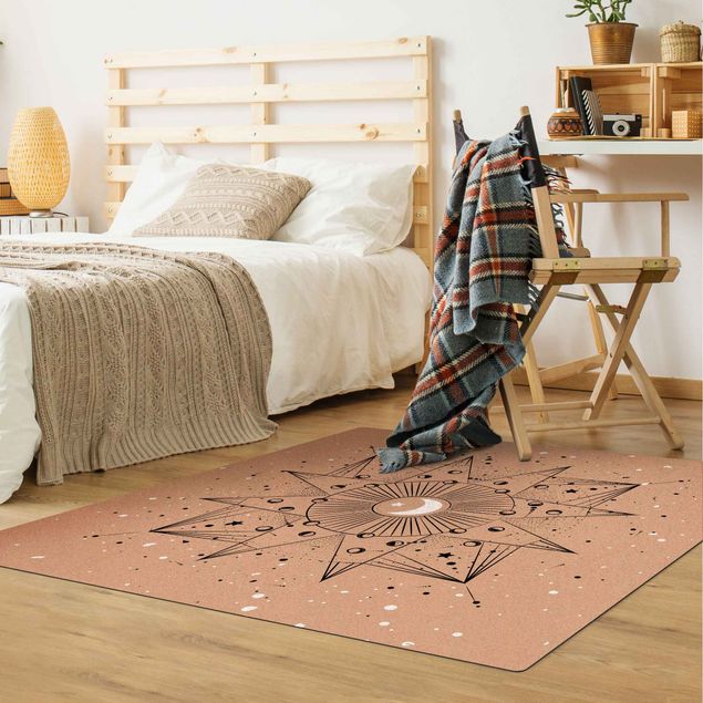 Cork mat - Astrology Moon Magic Black And White - Square 1:1