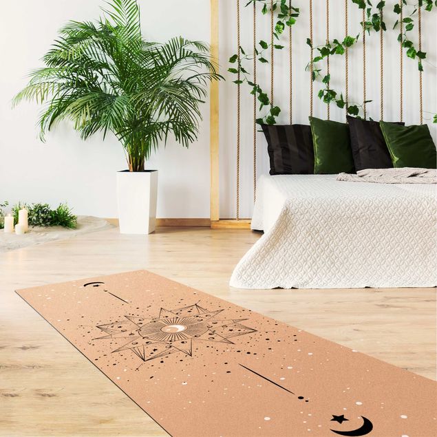 contemporary rugs Astrology Moon Magic Black And White