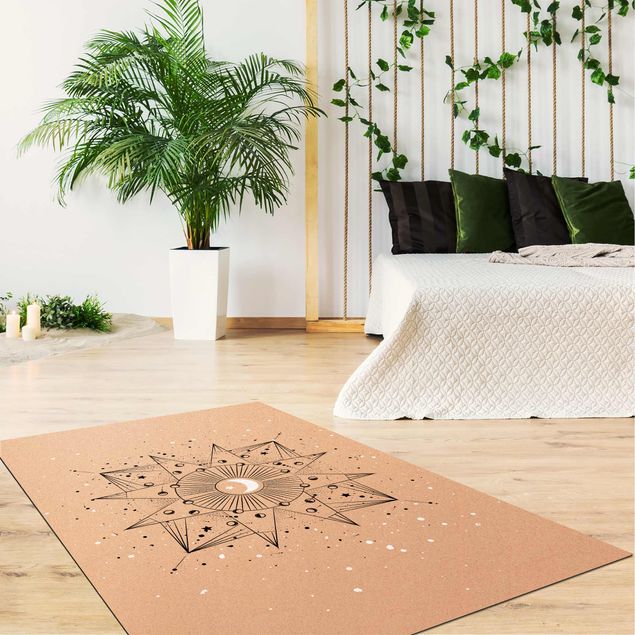 Zen rugs Astrology Moon Magic Black And White