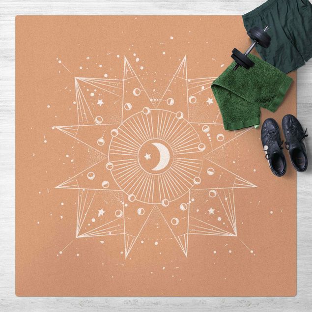 Cork mat - Astrology Moon Magic White - Square 1:1